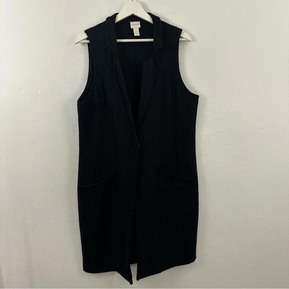 Chico's Women's Boiled Wool Sweater Vest Black Size 1 - Picture 1 of 5